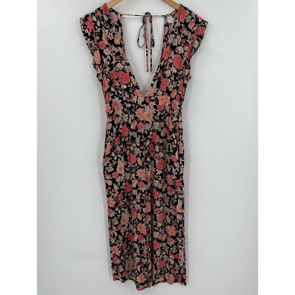 Saltwater Luxe Floral Wide Leg Cropped Jumpsuit | Black Multi | Small